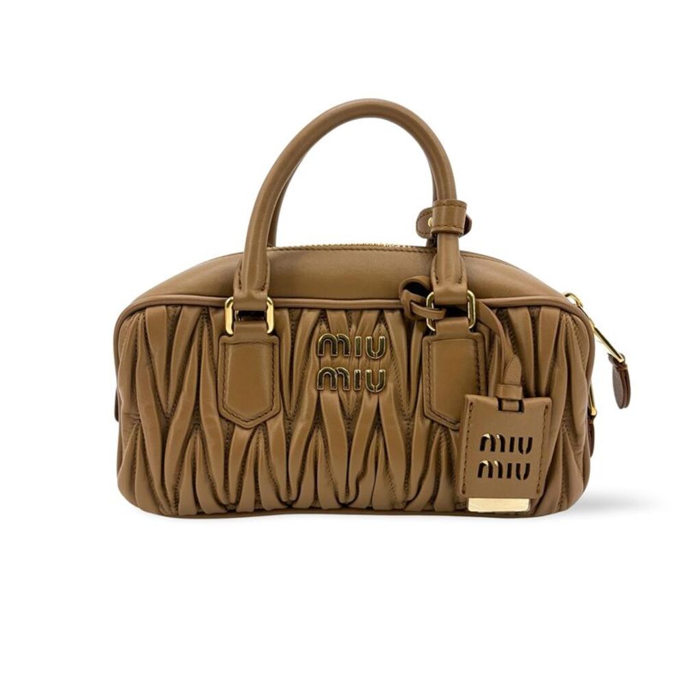 Miu Miu Arkadi Matelassé Napa Leather Bag Brown